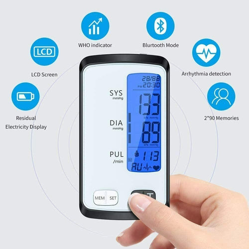 Blood Pressure Monitor-Wrist Accurate Automatic Digital BP Monitor with  Large LCD Backlight Display and Includes Batteries,High Blood Pressure  Machine Cuff with 180 Memories 2 Users Mode for Home Use 