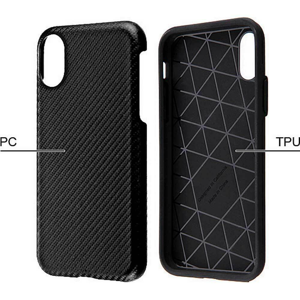 AMZER Hybrid Dual Layer Carbon Fiber Texture Case, Black iPhone X and XS - TuracellUSA