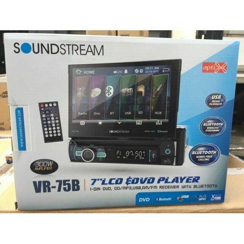 Soundstream VR75B 7” Touchscreen, Single Din W/ DVD, CD/MP3, AM/FM Receive W/ BT - TuracellUSA