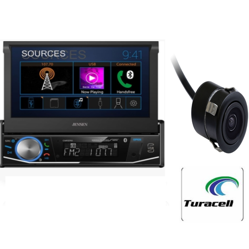 Jensen CMR3710 7" Flip Out Motorized Multimedia Receiver 1 Din Mechless BlueT.. - TuracellUSA