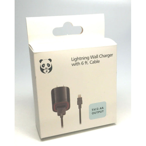 Panda Travel Lightning with LED Wall Charger for Apple iPhone 5,6,7,8,X - Black - TuracellUSA