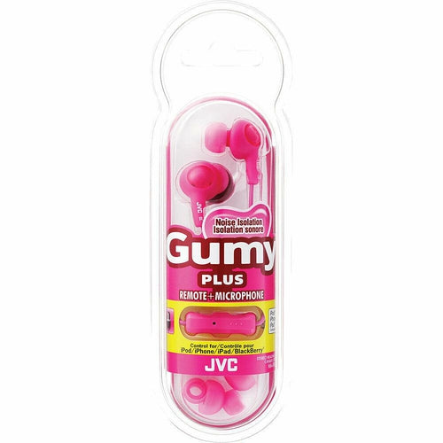 JVC-HAFX65MP IN-EAR Gumy Plus Headphones with Microphone, Pink BRAND NEW RETAIL - TuracellUSA