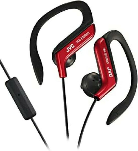 JVC HAEBR80R Sport-Clip In-Ear Ear-Clip Headphones Mic & Remote - RED - TuracellUSA