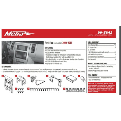 99-5842B Metra Kit for Ford Flex (without nav) 2010-2012 - TurboTouch NEW - TuracellUSA