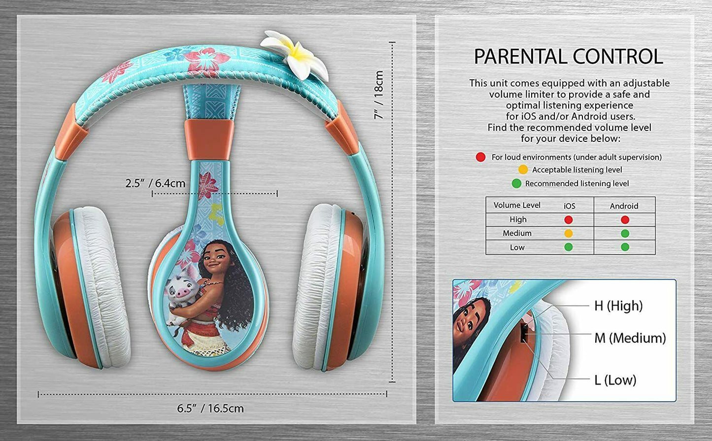 MA140V9 KID DESIGNS eKids Moana Headphones Parental Volume Control NEW - TuracellUSA