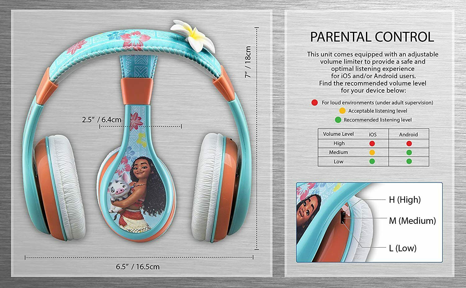 MA140V9 KID DESIGNS eKids Moana Headphones Parental Volume Control NEW - TuracellUSA