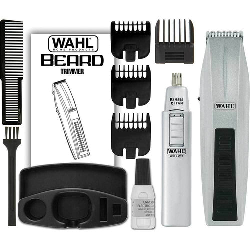 5537-420 WAHL 12-Pc Mustache Beard Nose Battery-Operated Travel Trimmer Set - TuracellUSA