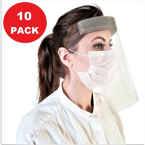 Details about Protective Face Shields Safely Cover with Comfort Foam - 10 Pack - TuracellUSA