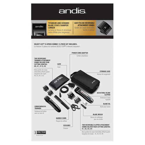 24615 Andis Select Cut 5-Speed Combo Home Haircutting Kit, Black BRAND NEW - TuracellUSA