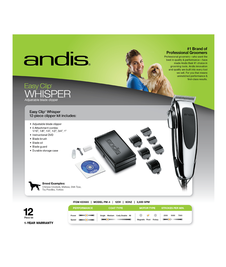 23585 ANDIS Easy-Clip Whisper 12 Piece Clipper Kit - TuracellUSA