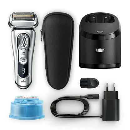 9370CC BRAUN Series 9 Wet & Dry shaver Clean & Charge system and travel case - TuracellUSA