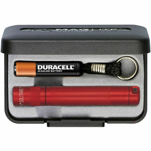 MAGLITE Solitaire Incandescent Flashlight, Spare Bulb, Battery, Red #K3A032 - TuracellUSA