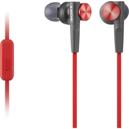 SONY-MDRXB50APR Sony Extra Bass Earbuds with Mic & Remote, Red BRAND NEW - TuracellUSA