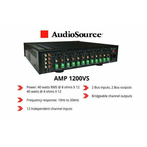 Audiosource Amp1200vs 12-channel, 4-zone Distributed Audio Power Amplifier NEW! - TuracellUSA