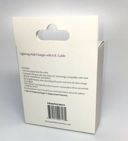 Panda Travel Lightning Intelligent Charger LED for Apple iPhone 5 6 6 6+ 7 White - TuracellUSA