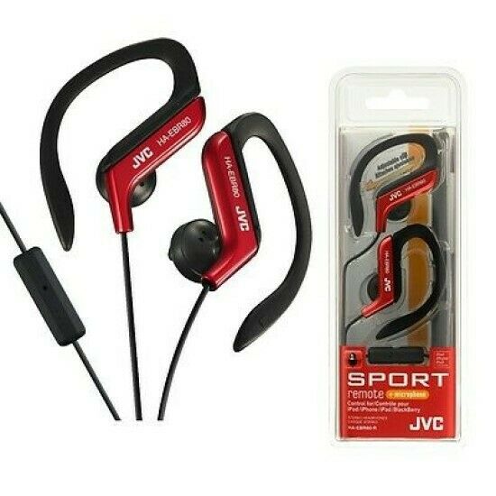 JVC HAEBR80R Sport-Clip In-Ear Ear-Clip Headphones Mic & Remote - RED - TuracellUSA