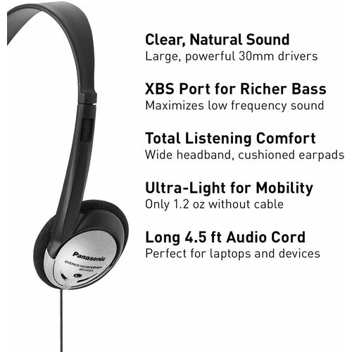 RPHT21 Panasonic Headphones On-Ear Lightweight with XBS NEW - TuracellUSA