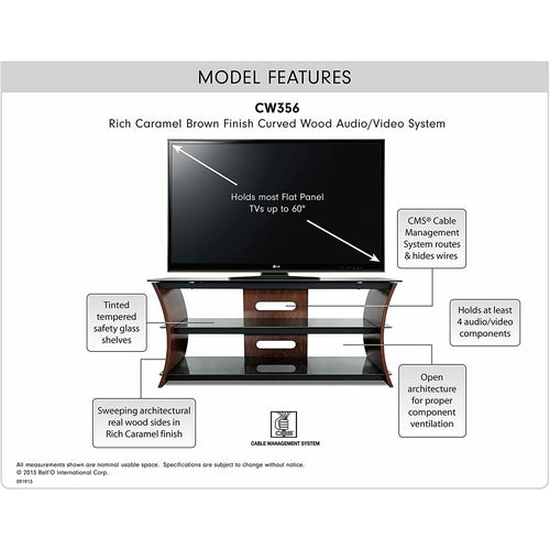 CW356 Bell'O Curved wood audio/video stand for TVs up to 60" NEW - TuracellUSA