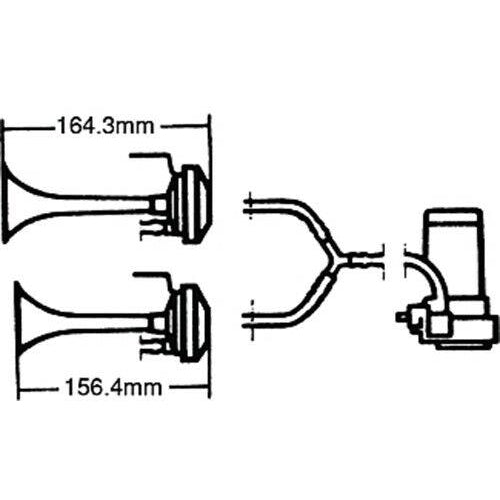 Hella 85105 Air Horn Kit 2-Trumpet, with Compressor, Relay, Tubing 003001-651 - TuracellUSA