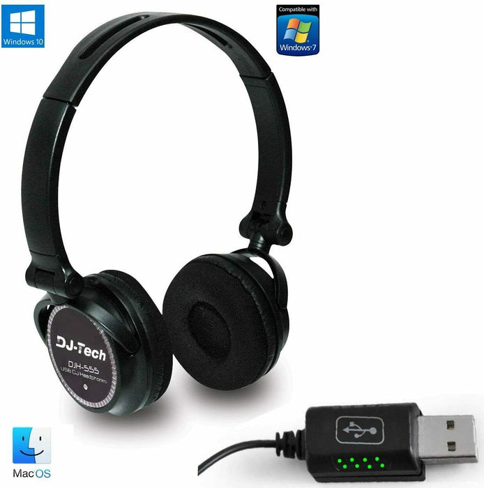 DJH555 DJ-Tech USB Headphones Professional DJ headphones BRAND NEW - TuracellUSA