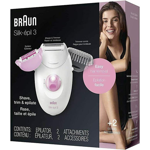 SE3-270 BRAUN Women's Electric Leg Body Shaver Epilator Silk Epil 3 - TuracellUSA