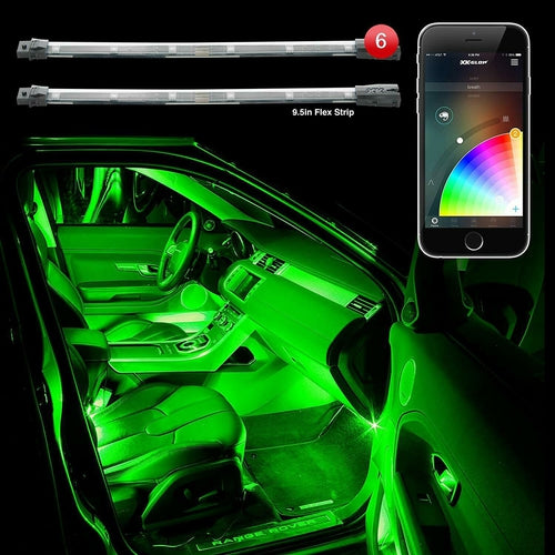 XKGLOW 6pc 10" 2nd Gen Flexible Strip Car Interior Grill XKchrome App Control - TuracellUSA