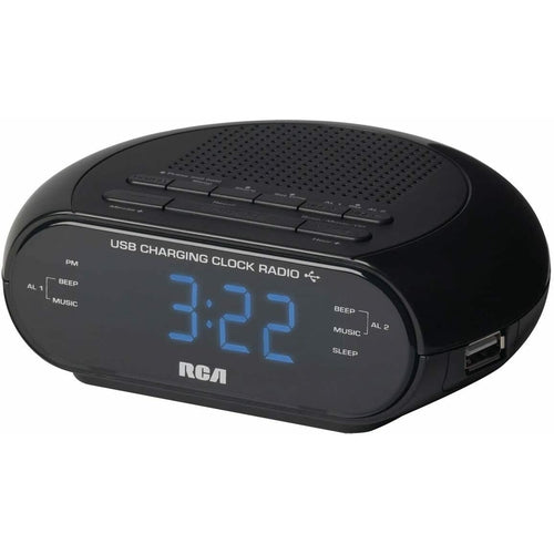 RC207 RCA Dual Wake Clock Radio with USB Charging NEW - TuracellUSA
