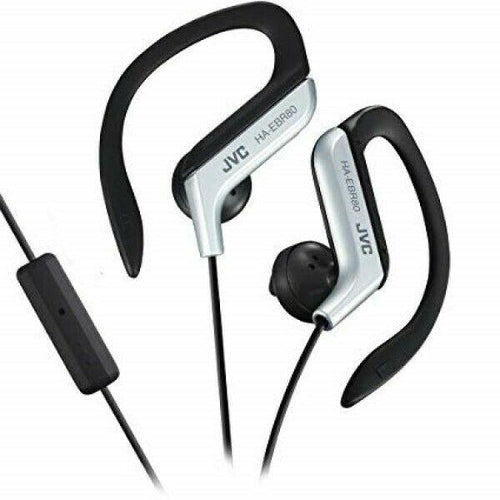 JVC HAEBR80S Sport-Clip In-Ear Ear-Clip Headphones Mic & Remote - Silver - TuracellUSA