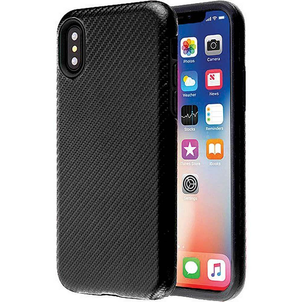 AMZER Hybrid Dual Layer Carbon Fiber Texture Case, Black iPhone X and XS - TuracellUSA