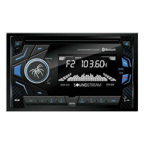 Soundstream Double Din VCD-22B CD/MP3/WMA Player Bluetooth Front AUX USB Input - TuracellUSA