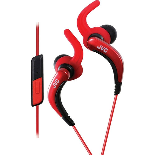 JVC-HAETR40B JVC Sports Clip Earbuds w/Remote & Mic Black/Red BRAND NEW - TuracellUSA