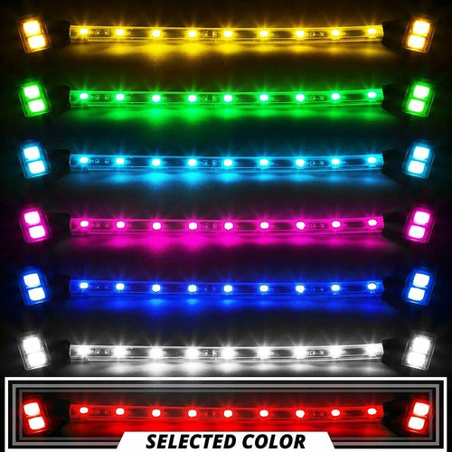 XKGLOW RED 8 PODS 2 STRIPS SINGLE COLOR MOTORCYCLE ATV SNOWMOBILE LED UNDERGLOW - TuracellUSA