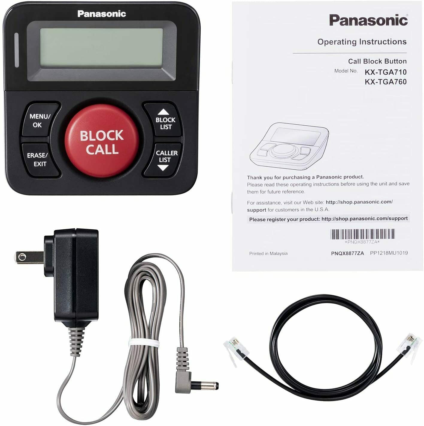 KX-TGA710B Panasonic Call Block Button with Bilingual Talking Caller ID NEW - TuracellUSA