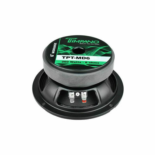 2 TIMPANO TPT-MD6 Mid Range Bass Loud Speaker Car Audio 6" 8 Ohm 260 Watts Peak - TuracellUSA