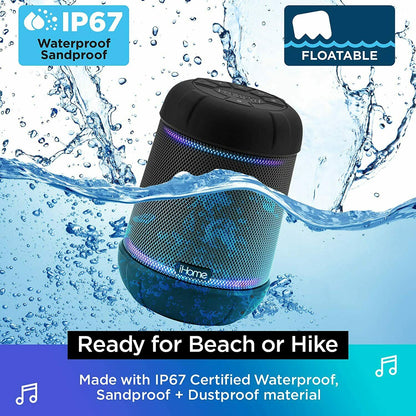 IBT158B IHOME Smart Bluetooth Rechargeable Waterproof Speaker with Voice Control - TuracellUSA