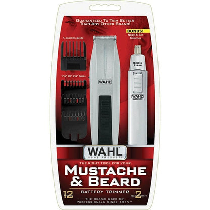 5537-420 WAHL 12-Pc Mustache Beard Nose Battery-Operated Travel Trimmer Set - TuracellUSA