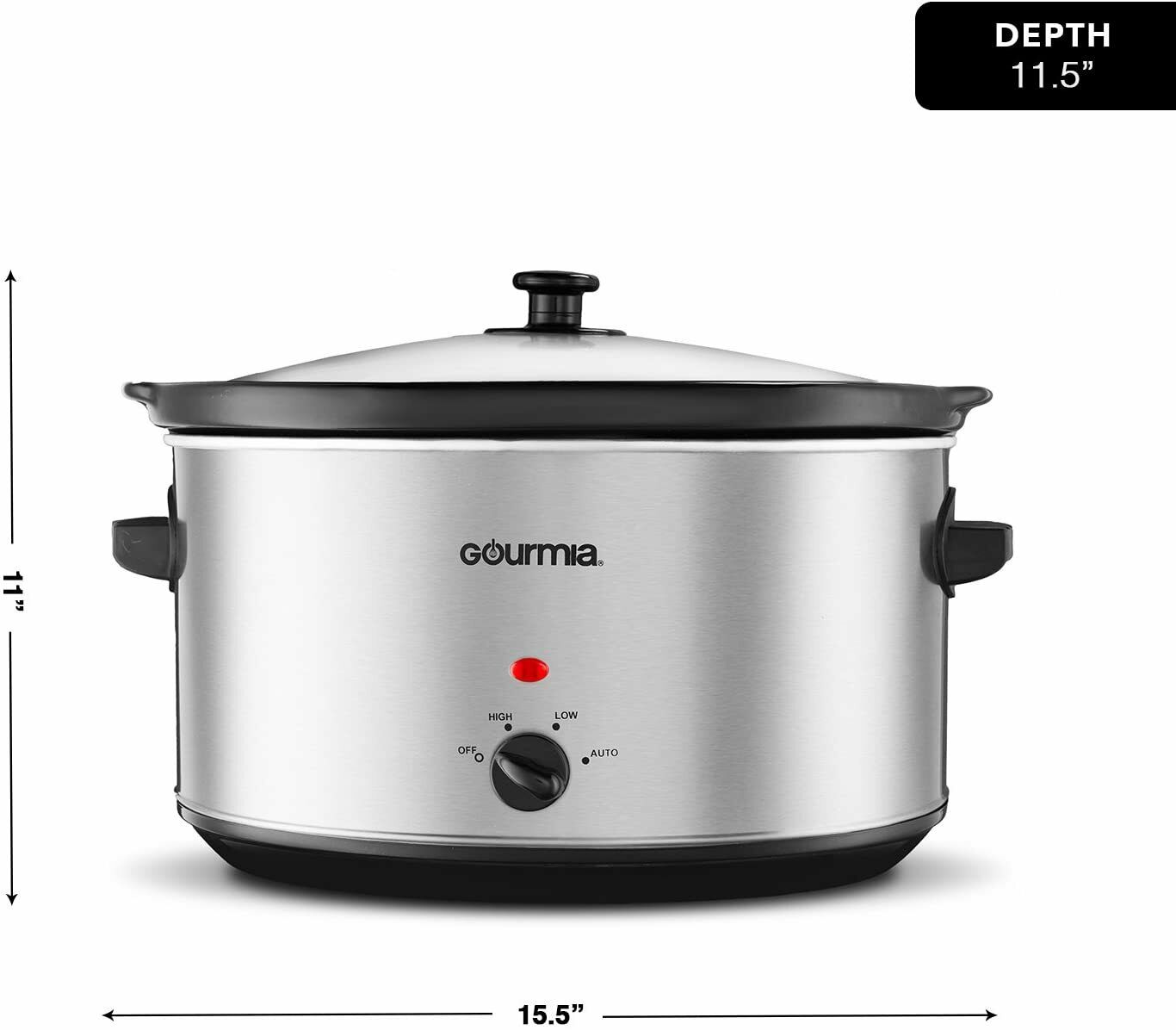 PC850 GOURMIA 8.5 Quart Stainless Steel Slow Cooker Auto Mode Cool Touch Handles - TuracellUSA