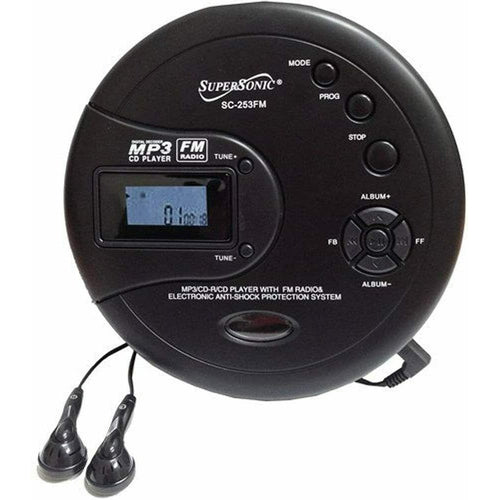 SC253 SuperSonic Personal MP3/CD Player w/FM Radio Portable Device NEW - TuracellUSA