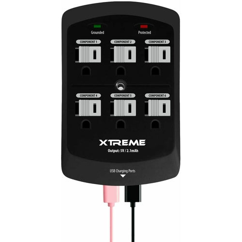 28620 Xtreme 6-Outlet Wall Tap with 2 USB Ports NEW - TuracellUSA