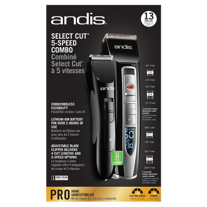 24615 Andis Select Cut 5-Speed Combo Home Haircutting Kit, Black BRAND NEW - TuracellUSA