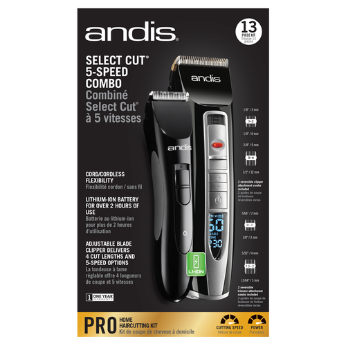 24615 Andis Select Cut 5-Speed Combo Home Haircutting Kit, Black BRAND NEW - TuracellUSA