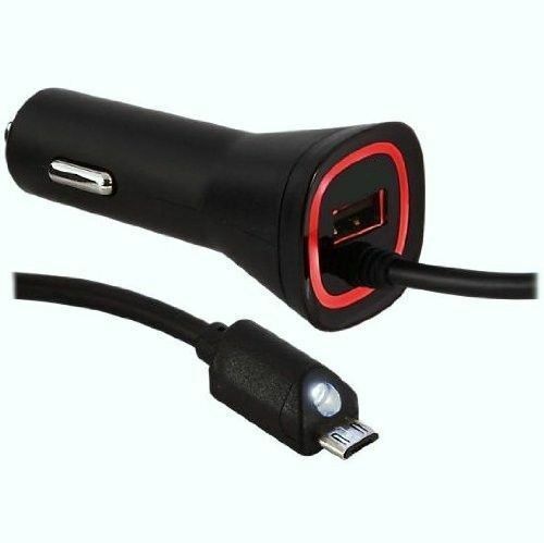 Micro USB Car Charger 2.1 AMP with Extra USB Port & Light for Verizon Smartphone - TuracellUSA