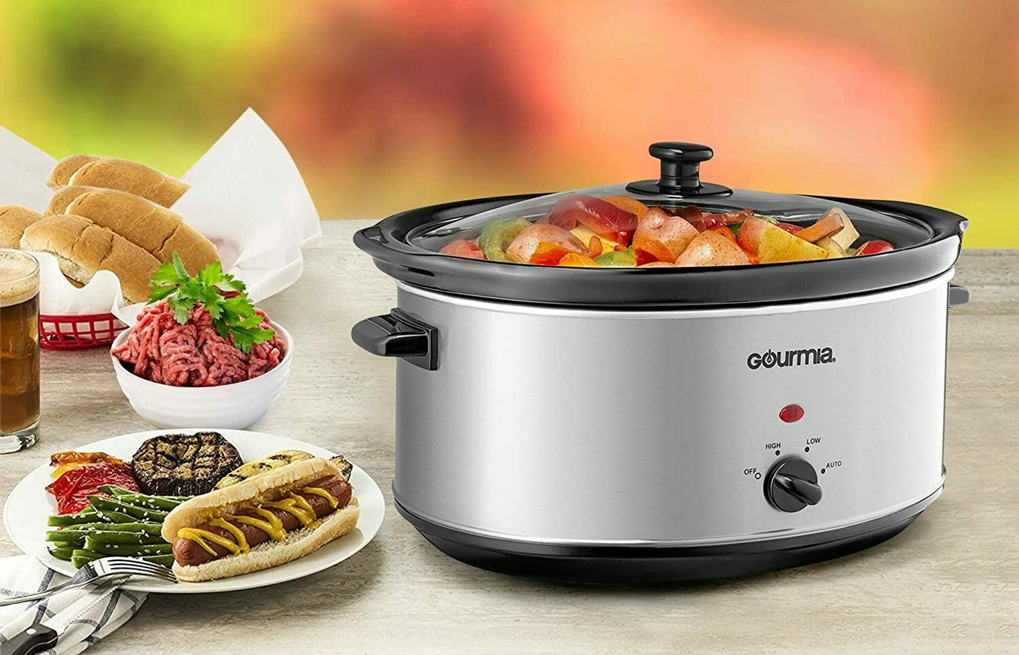 PC710 GOURMIA 7 Quart Oval Stainless Steel Slow Cooker with Auto Mode and Cool - TuracellUSA