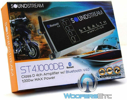 ST41000DB SOUNDSTREAM Bluetooth Motorcycle Marine 4 Channel Speakers Amplifier - TuracellUSA