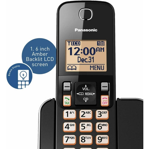 KXTGC352B Panasonic Expandable Cordless Phone System Amber Backlit Display NEW - TuracellUSA