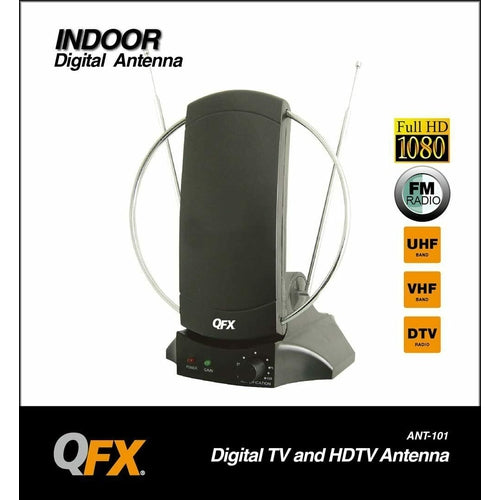 ANT101 QFX HD/DTV/VHF/UHF/FM Radio 90° Rotating Antenna NEW - TuracellUSA
