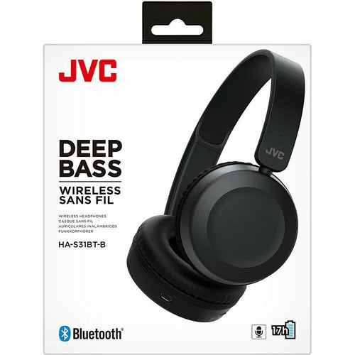 JVC HAS31BTB Foldable Bluetooth on-ear Headphones, w/ Mic & Remote Black - TuracellUSA