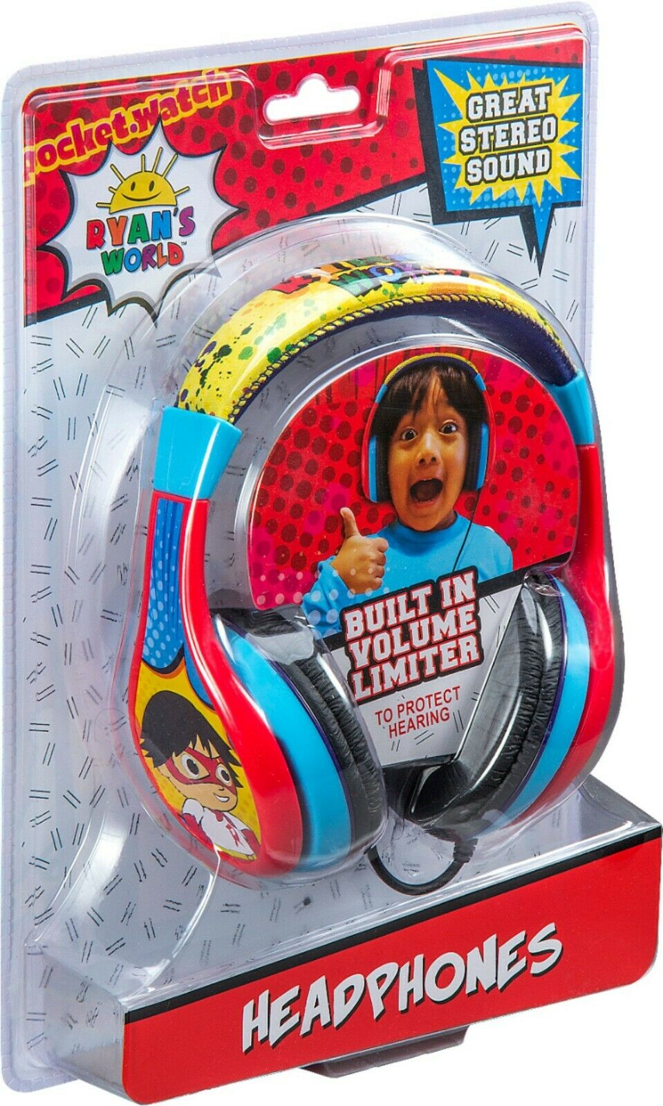 RW-140 KID DESIGNS Ryan's World Stereo Headphones NEW - TuracellUSA