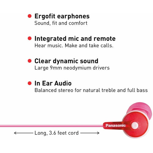RPTCM125P PANASONIC ErgoFit Earbud Headphones Microphone and Call Controller NEW - TuracellUSA