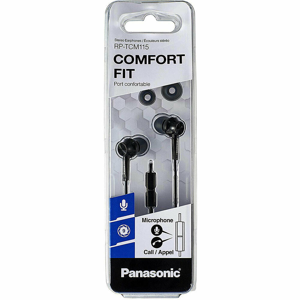 Panasonic RP-TCM115 In-Ear Headphones w/Mic and Remote 9mm Assorted Colors - TuracellUSA